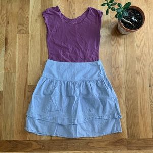 Stetson White and Blue Striped Ruffle Skirt